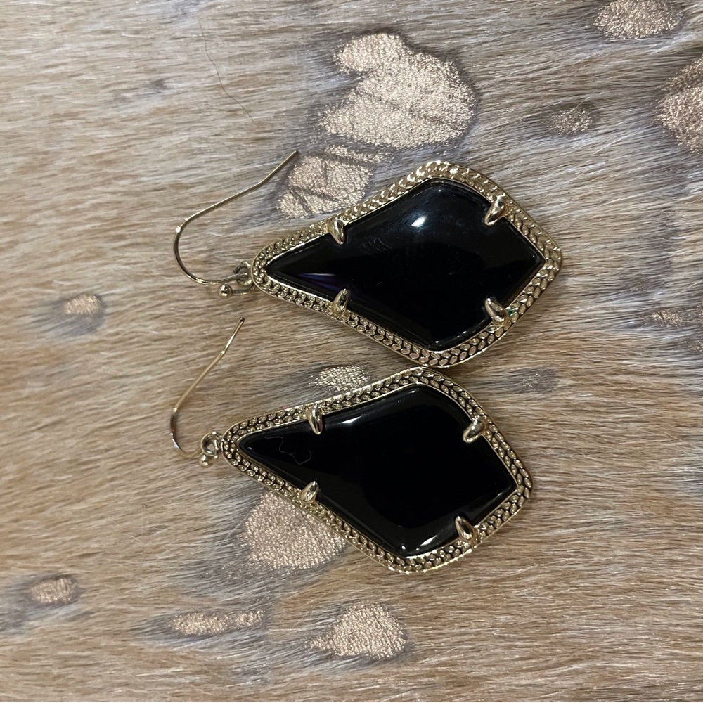 Kendra Scott black and gold Alex drop earrings
